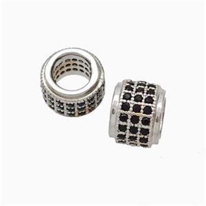 Copper Wheel Beads Pave Zirconia Large Hole Rondelle Platinum Plated, approx 8mm, 5mm hole [FN45620]