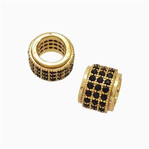 Copper Wheel Beads Pave Zirconia Large Hole Rondelle Gold Plated, approx 8mm, 5mm hole [FN45621]