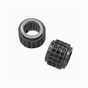 Copper Wheel Beads Pave Zirconia Large Hole Black Plated, approx 8mm, 5mm hole [FN45622]