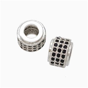 Copper Wheel Beads Pave Zirconia Large Hole Platinum Plated, approx 9mm, 4mm hole [FN45624]