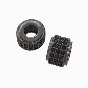 Copper Wheel Beads Pave Zirconia Large Hole Black Plated, approx 9mm, 4mm hole [FN45626]
