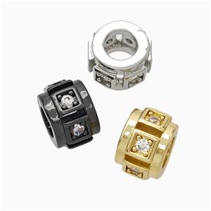 Copper Rondelle Beads Pave Zirconia Large Hole Mixed, approx 8mm, 4mm hole [FN45631]