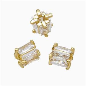 Copper Tube Beads Pave Zirconia Gold Plated, approx 8mm [FN45632]