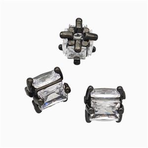 Copper Tube Beads Pave Zirconia Black Plated, approx 8mm [FN45633]