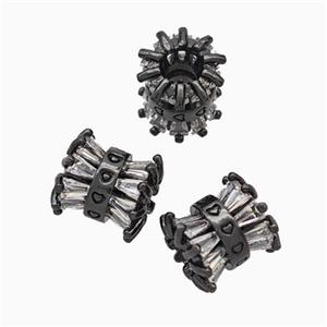 Copper Tube Beads Pave Zirconia Large Hole Black Plated, approx 9mm, 4mm hole [FN45636]