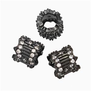 Copper Tube Beads Pave Zirconia Large Hole Black Plated, approx 9.5mm, 5mm hole [FN45640]