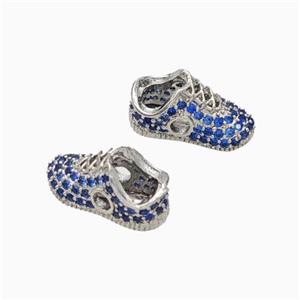 Copper Shoes Beads Micropave Zirconia Platinum Plated, approx 6-13mm [FN45654]