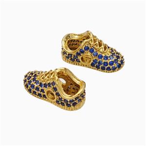 Copper Shoes Beads Micropave Zirconia Gold Plated, approx 6-13mm [FN45658]