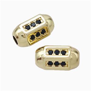 Copper Barrel Beads Pave Zirconia Large Hole Gold Plated, approx 10-17mm, 4mm hole [FN45668]