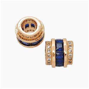 Copper Column Beads Pave Zirconia Large Hole Rose Gold, approx 9.5mm, 5mm hole [FN45689]