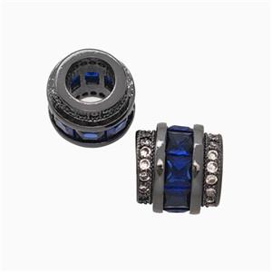 Copper Column Beads Pave Zirconia Large Hole Black Plated, approx 9.5mm, 5mm hole [FN45690]