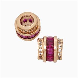 Copper Column Beads Pave Zirconia Large Hole Rose Gold, approx 9.5mm, 5mm hole [FN45694]