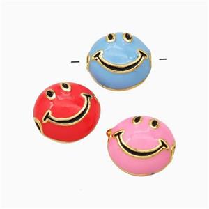 Copper Emoji Beads Enamel Smileface Gold Plated Mixed, approx 6-10mm [FN45747]
