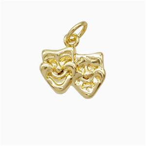 Halloween Mask Charms Copper Pendant Gold Plated, approx 10-12mm [FN45785]