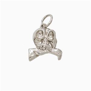 Halloween Zombie Charms Copper Skull Pendant Platinum Plated, approx 10-11mm [FN45787]