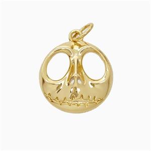 Halloween Mask Charms Copper Pendant Gold Plated, approx 14-15mm [FN45790]