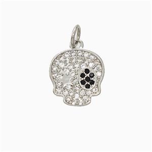 Halloween Pirate Charms Copper Pendant Pave Zirconia Platinum Plated, approx 12-13mm [FN45808]