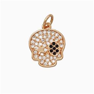 Halloween Pirate Charms Copper Pendant Pave Zirconia Rose Gold, approx 12-13mm [FN45810]