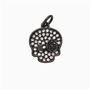 Halloween Pirate Charms Copper Pendant Pave Zirconia Black Plated, approx 12-13mm [FN45811]