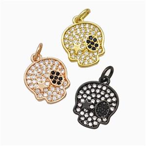Halloween Pirate Charms Copper Pendant Pave Zirconia Mixed, approx 12-13mm [FN45812]