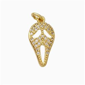 Halloween Mask Charms Copper Pendant Pave Zirconia Gold Plated, approx 8-15mm [FN45814]