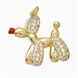 Halloween Dog Charms Copper Pendant Pave Zirconia Gold Plated, approx 25-30mm [FN45819]