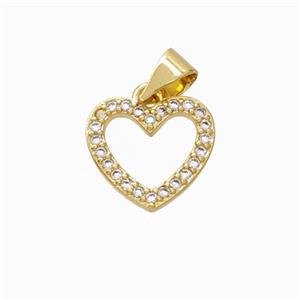 Copper Heart Pendant Micropave Zirconia Gold Plated, approx 12mm [FN45825]