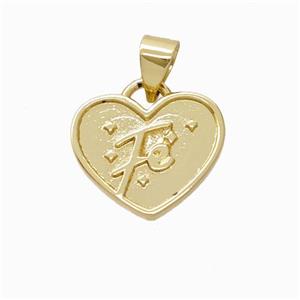 Copper Heart Pendant Fe Gold Plated, approx 12-15mm [FN45828]
