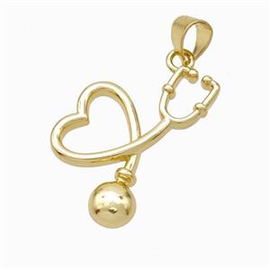 Copper Stethoscope Pendant Gold Plated, approx 15-22mm [FN45836]