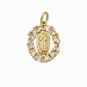 Jesus Charms Copper Pendant Pave Zirconia Gold Plated, approx 12-13mm [FN45847]
