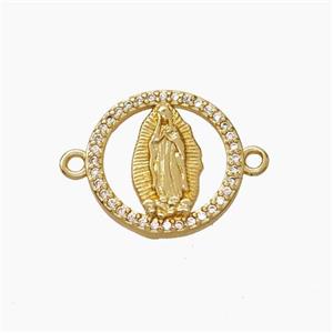 Jesus Charms Copper Connector Micropave Zirconia Gold plated, approx 15mm [FN45852]