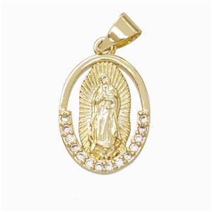 Jesus Charms Copper Pendant Pave Zirconia Gold Plated, approx 12-16mm [FN45878]