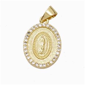 Jesus Charms Copper Pendant Pave Zirconia Gold Plated, approx 13-15mm [FN45880]