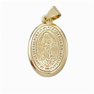 Virgin Mary Charms Copper Oval Pendant Gold Plated, approx 13-18mm [FN45885]