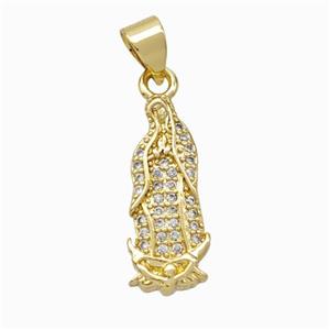 Jesus Charms Copper Pendant Micropave Zirconia Gold Plated, approx 7.5-18mm [FN45896]