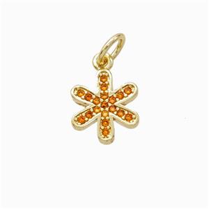 Copper Flower Pendant Micropave Zirconia Gold Plated, approx 9mm [FN45923]