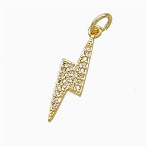 Copper Lightning Pendant Pave Zirconia Gold Plated, approx 5-18mm [FN45925]
