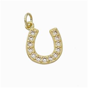 Copper Horseshoe Pendant Pave Zirconia Gold Plated, approx 13mm [FN45928]