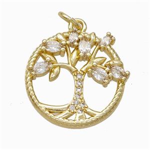 Copper Tree Pendant Pave Zirconia Gold Plted, approx 18mm [FN45933]