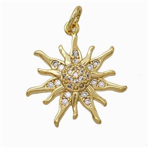 Copper Sun Pendant Micropave Zirconia Gold Plated, approx 18mm [FN45934]
