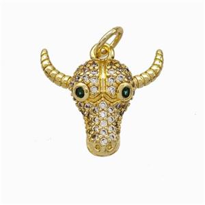 Copper Bullhead Pendant Micropave Zirconia Gold Plated, approx 14-16mm [FN45935]