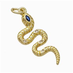 Copper Snake Pendant Pave Zirconia Gold Plated, approx 10-23mm [FN45937]