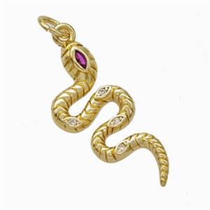 Copper Snake Pendant Pave Zirconia Gold Plated, approx 10-23mm [FN45938]