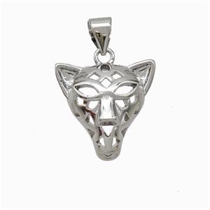 Copper Leopard Pendant Hollow Platinum Plated, approx 15mm [FN45941]