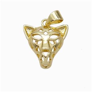 Copper Leopard Pendant Hollow Gold Plated, approx 15mm [FN45942]