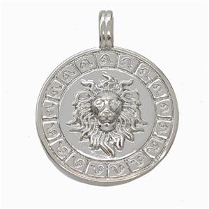 Copper Lion Pendant Platinum Plated, approx 20mm [FN45943]