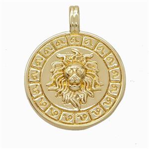 Copper Lion Pendant Gold Plated, approx 20mm [FN45944]