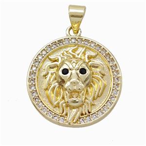 Copper Lion Pendant Micropave Zirconia Gold Plated, approx 20mm [FN45946]