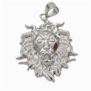 Copper Lion Pendant Platinum Plated, approx 22-24mm [FN45947]