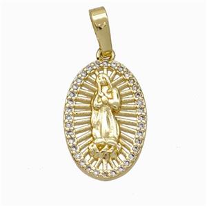 Jesus Charms Copper Pendant Pave Zirconia Gold Plated, approx 12-18mm [FN45951]